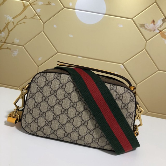 Gucci包包 476466 古馳Gucci老虎頭包 Gucci紅綠織帶相機包  gqy1858